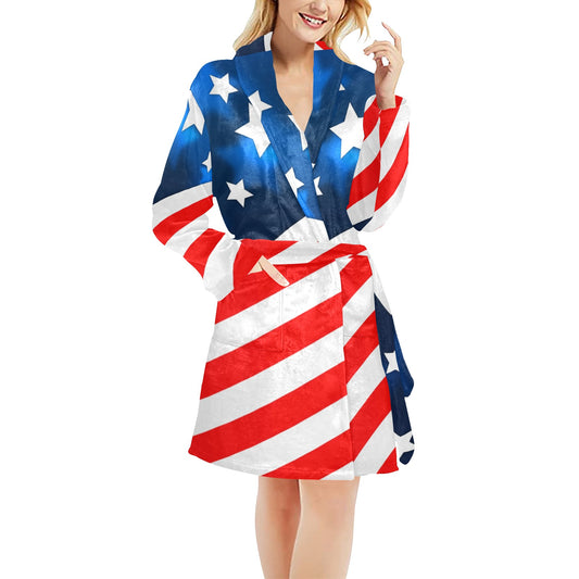 American flag Style Women's Fleece Robe