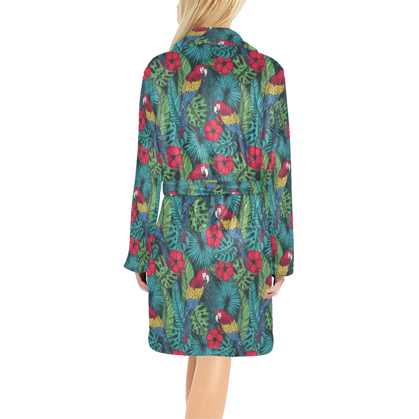 Parrot Pattern Print Design A05 Women's Fleece Robe