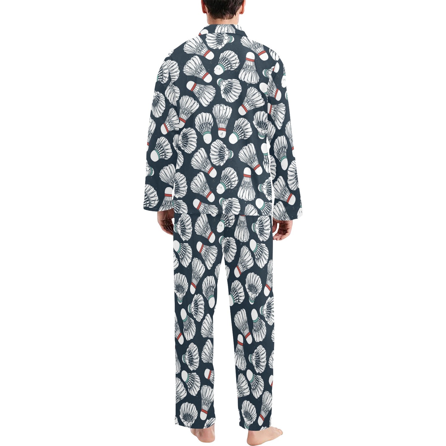 Badminton Ball Pattern Print Design 01 Men's Long Pajama Set