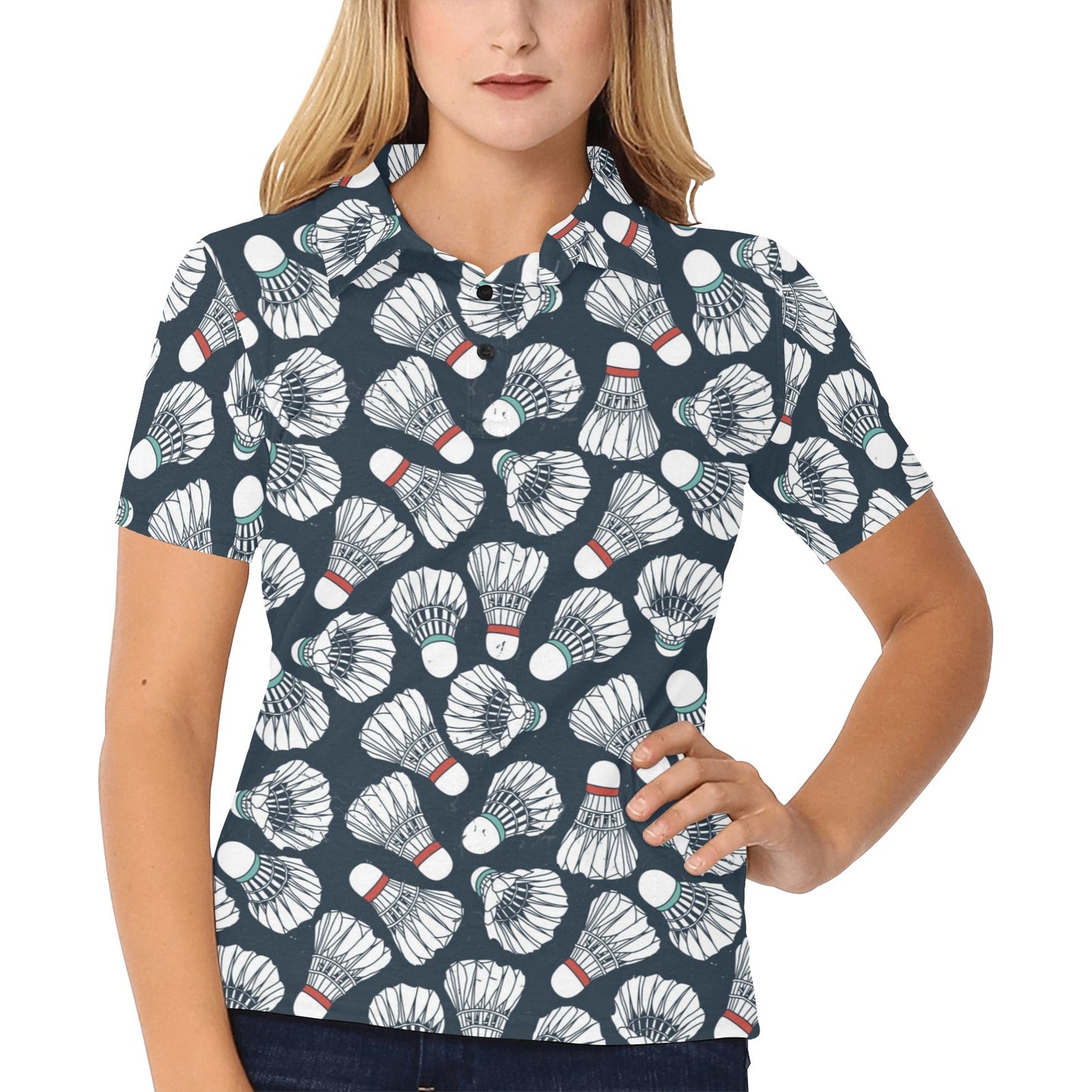 Badminton Ball Pattern Print Design 01 Women's Polo Shirt