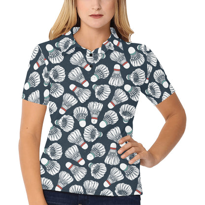 Badminton Ball Pattern Print Design 01 Women's Polo Shirt