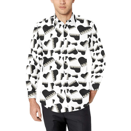 Piano Print Design LKS405 Men's Long Sleeve Dress Shirt