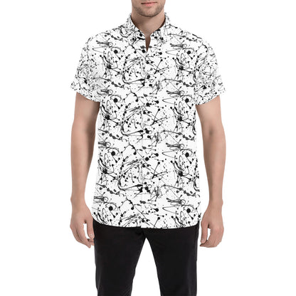 Splatter Print Design LKS305 Men Short Sleeve Button Up Shirt
