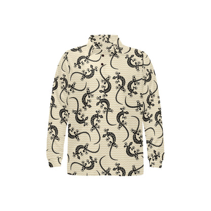 lizard Pattern Print Design 02 Long Sleeve Polo Shirt For Men's
