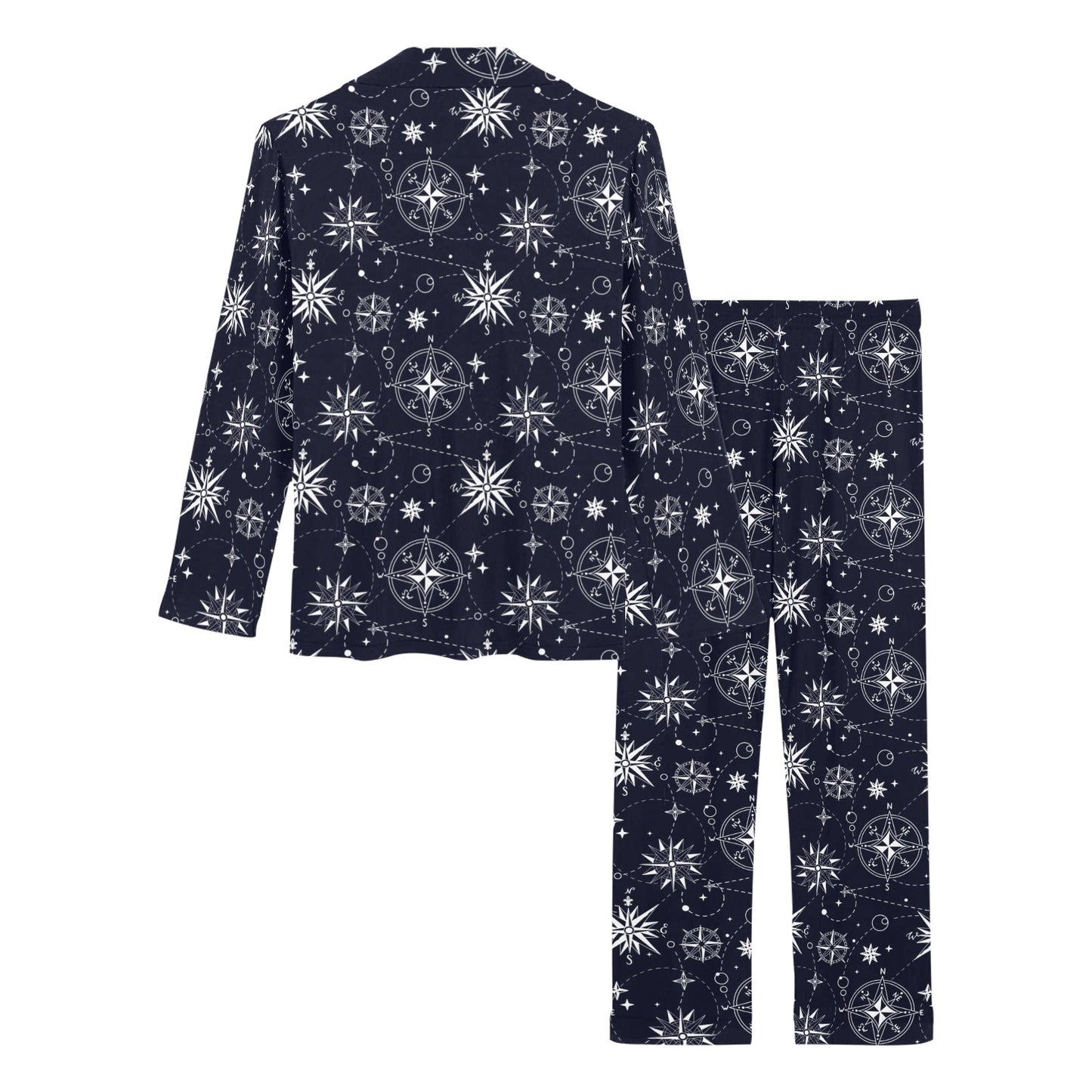 Nautical Sky Design Themed Print Women's Long Pajama Set