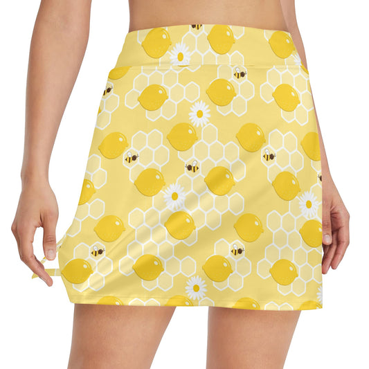 Honey Bee Honeycomb Print Design LKS3010 Women's Golf Skirt with Pocket