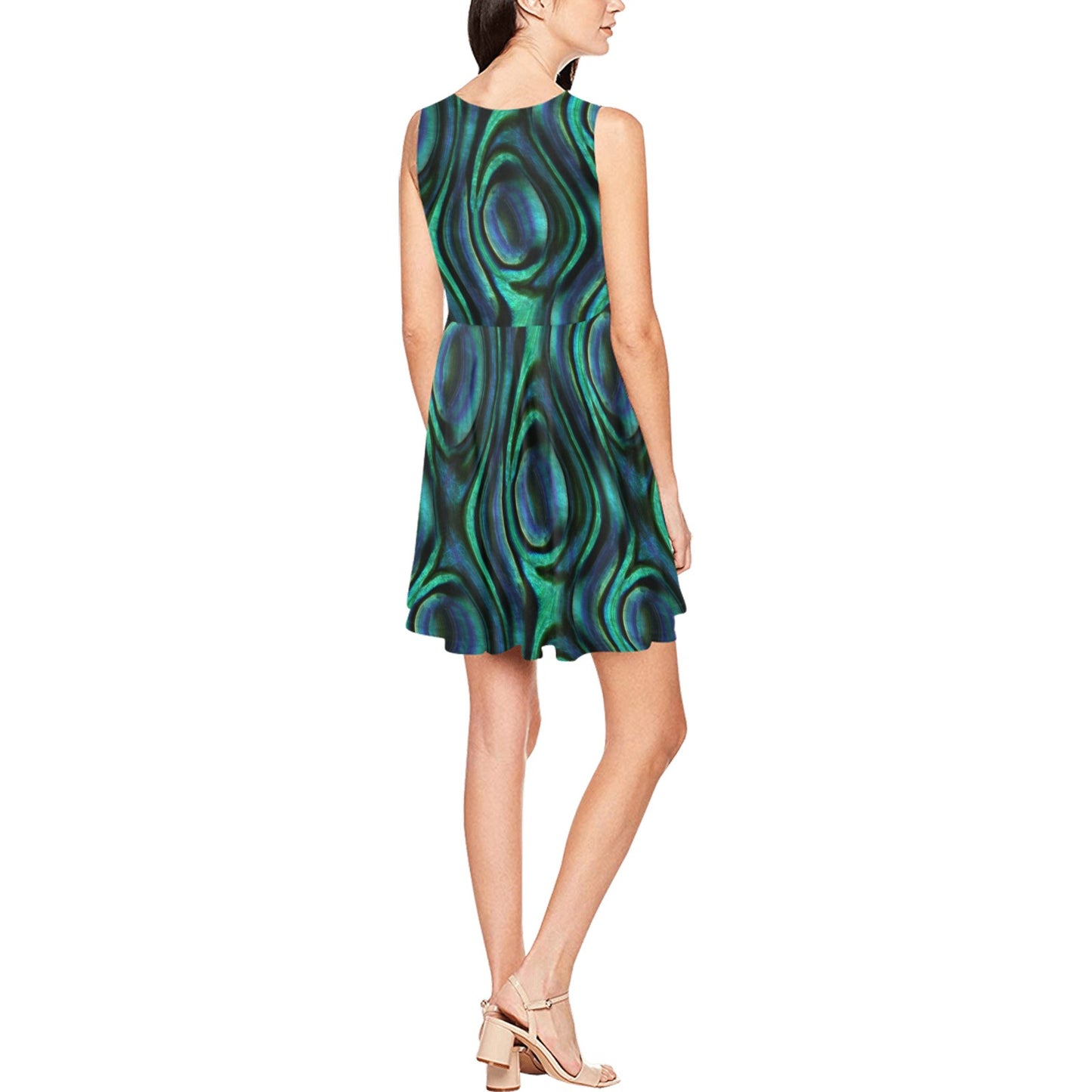 Abalone Pattern Print Design 01 Sleeveless Dress