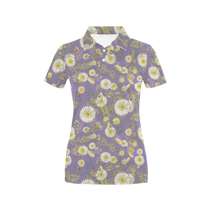 Daisy Pattern Print Design DS011 Women's Polo Shirt