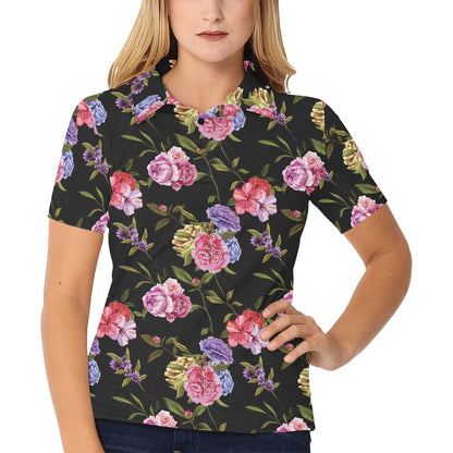 Carnations Pattern Print Design CN05 Women's Polo Shirt