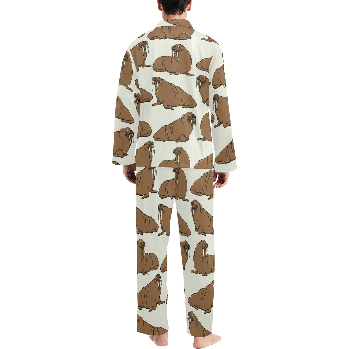 Walrus Pattern Print Design 03 Men's Long Pajama Set