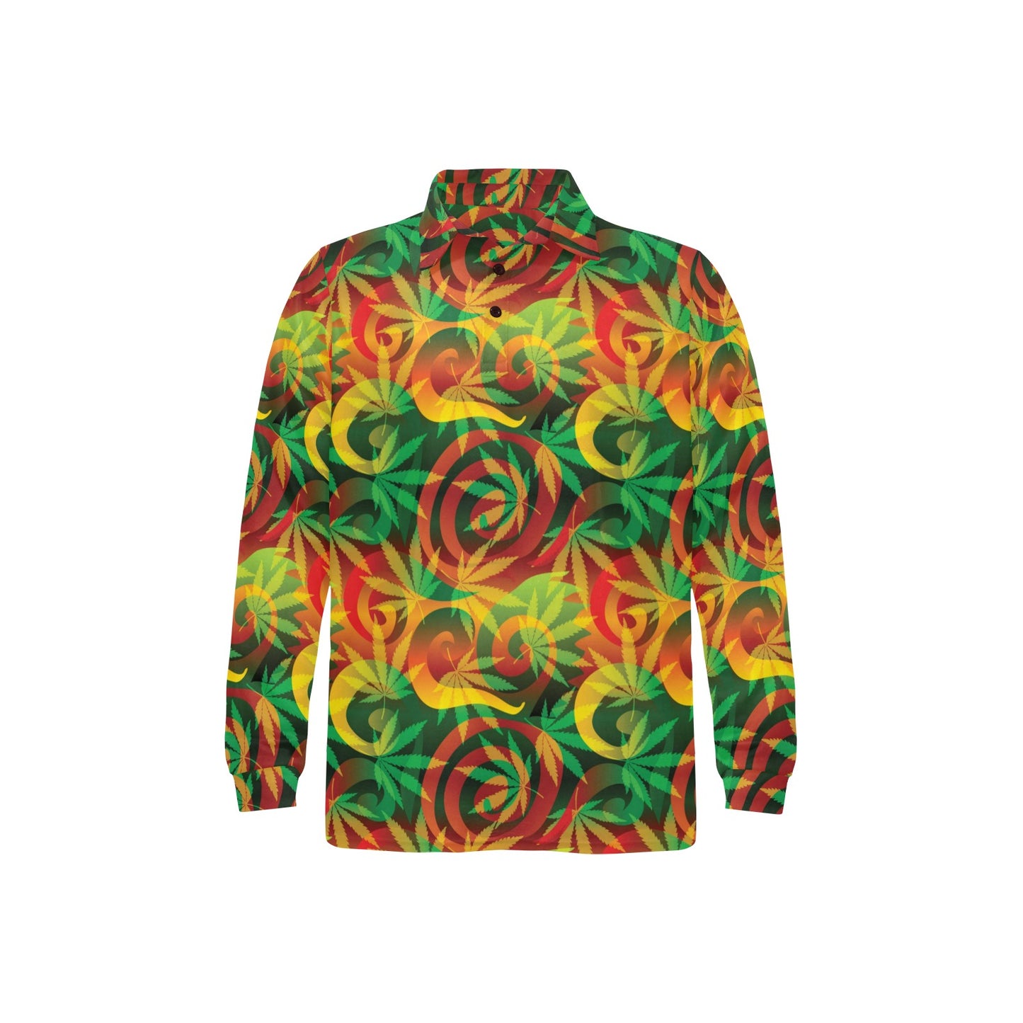Rastafarian Pattern Print Design A01 Long Sleeve Polo Shirt For Men's