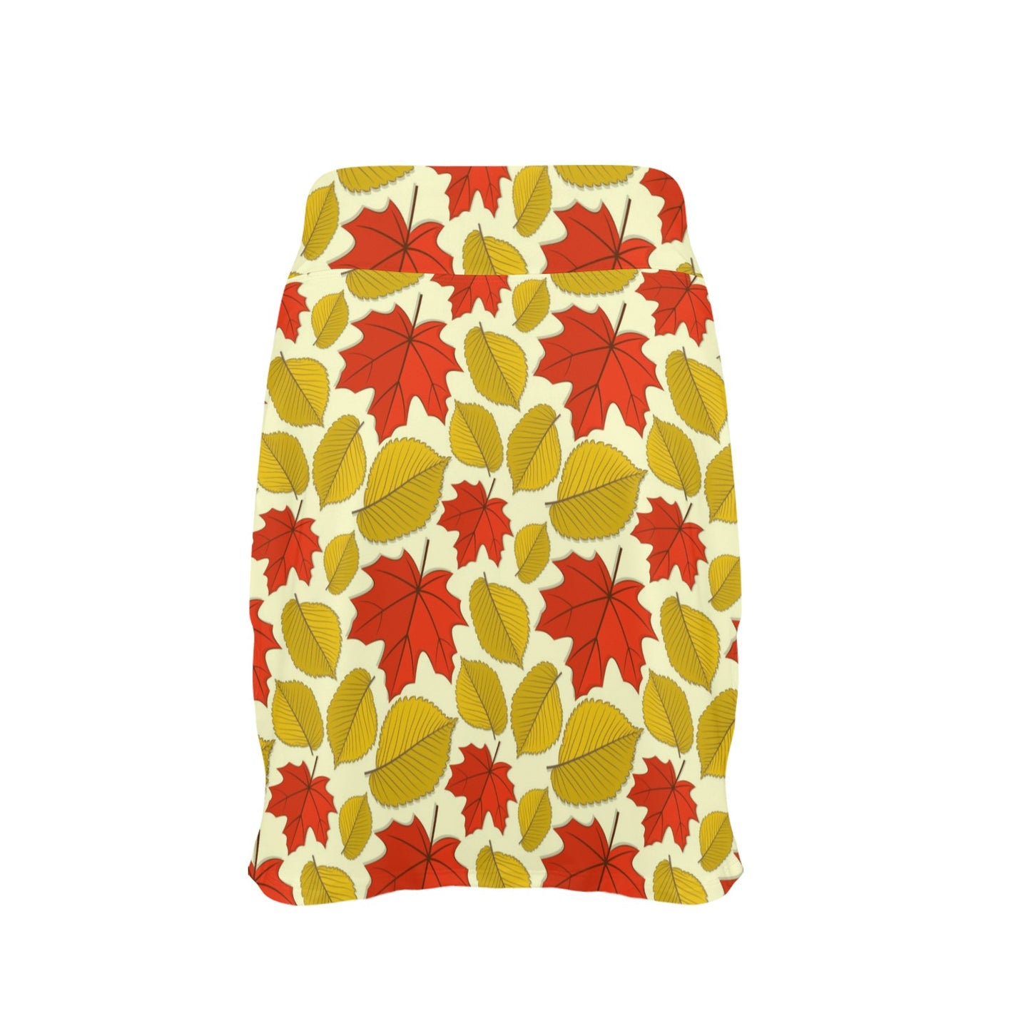 Elm Maple Leave Print Pattern 17" Golf & Pickleball Skort with Pockets