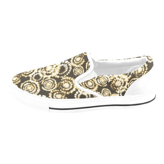 Tie Dye Print Design LKS307 White Slip Ons Canvas Women's Shoes