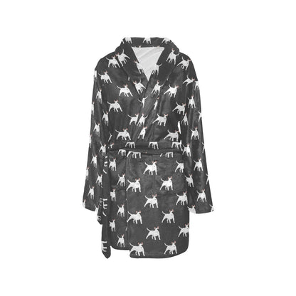 Bull Terriers Pattern Print Design 02 Women's Fleece Robe