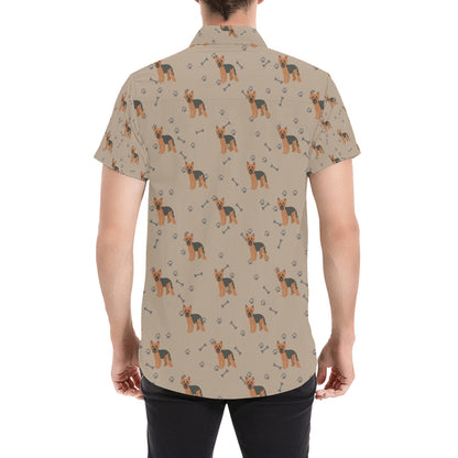 Yorkshire Terriers Print Design LKS305 Men Short Sleeve Button Up Shirt