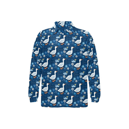 Goose Print Design LKS405 Long Sleeve Polo Shirt For Men's