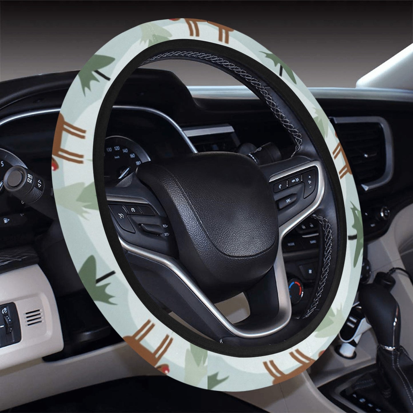 Moose Print Design LKS402 Steering Wheel Cover with Elastic Edge