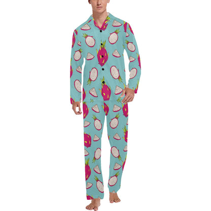 Dragonfruit Pattern Print Design DF01 Men's Long Pajama Set