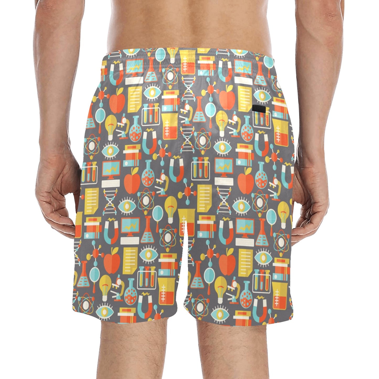 Science Print Design LKS302 Men's Swim Trunks Beach Shorts