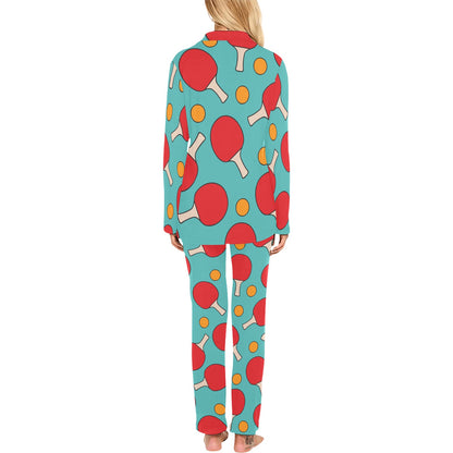 Ping Pong Pattern Print Design A01 Women's Long Pajama Set