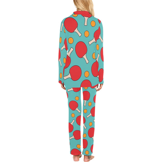 Ping Pong Pattern Print Design A01 Women's Long Pajama Set