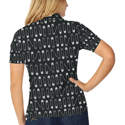 Safety Pin Print Design LKS302 Women's Polo Shirt