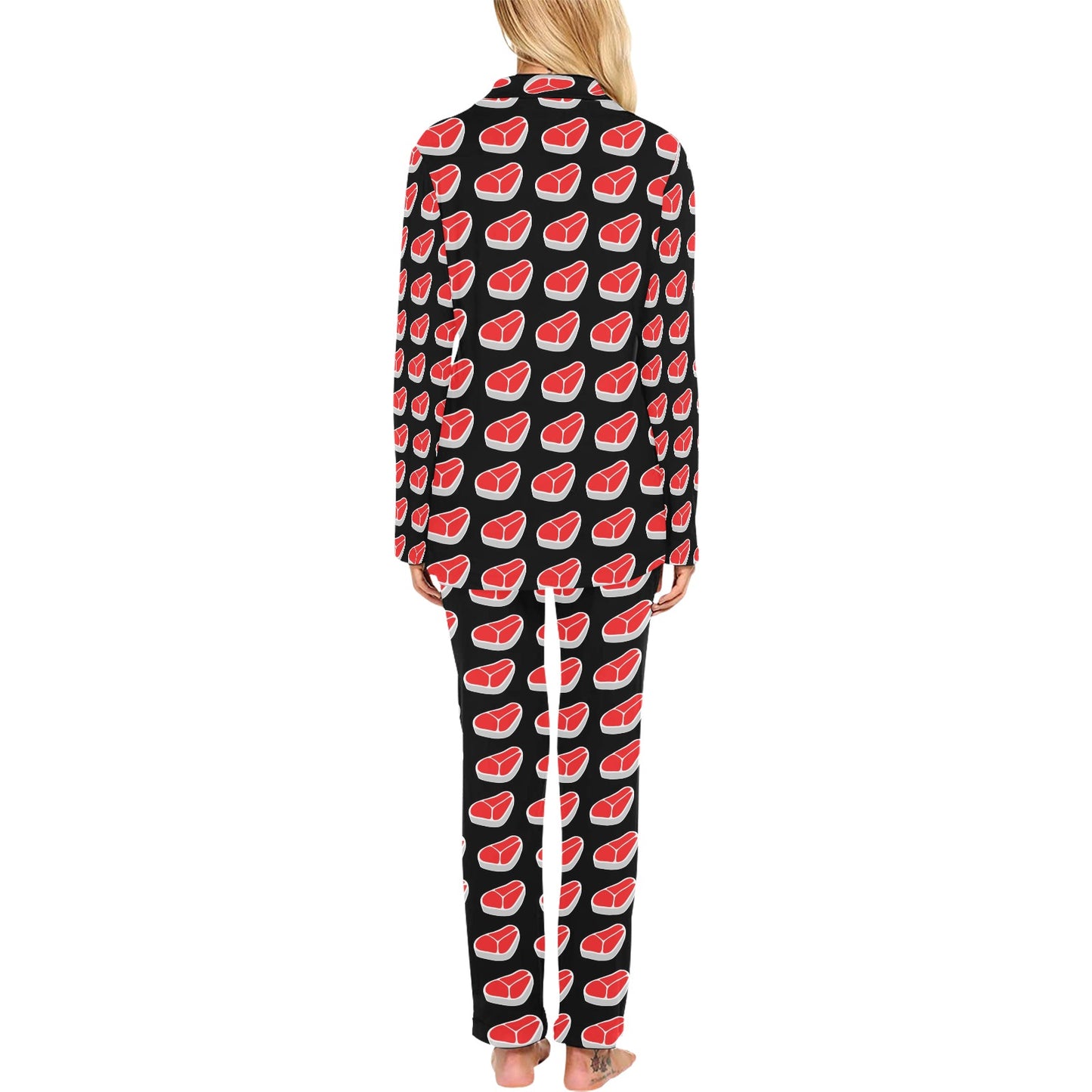 Steak Print Design LKS303 Women's Long Pajama Set