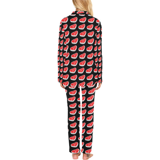 Steak Print Design LKS303 Women's Long Pajama Set