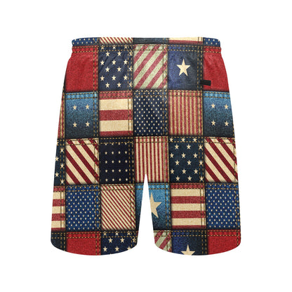 American flag Patchwork Design Men's Swim Trunks Beach Shorts