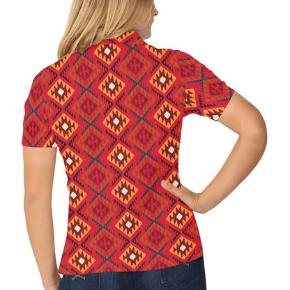 Aztec Pattern Print Design 06 Women's Polo Shirt