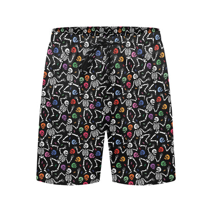 Skeleton Print Design LKS307 Men's Swim Trunks Beach Shorts
