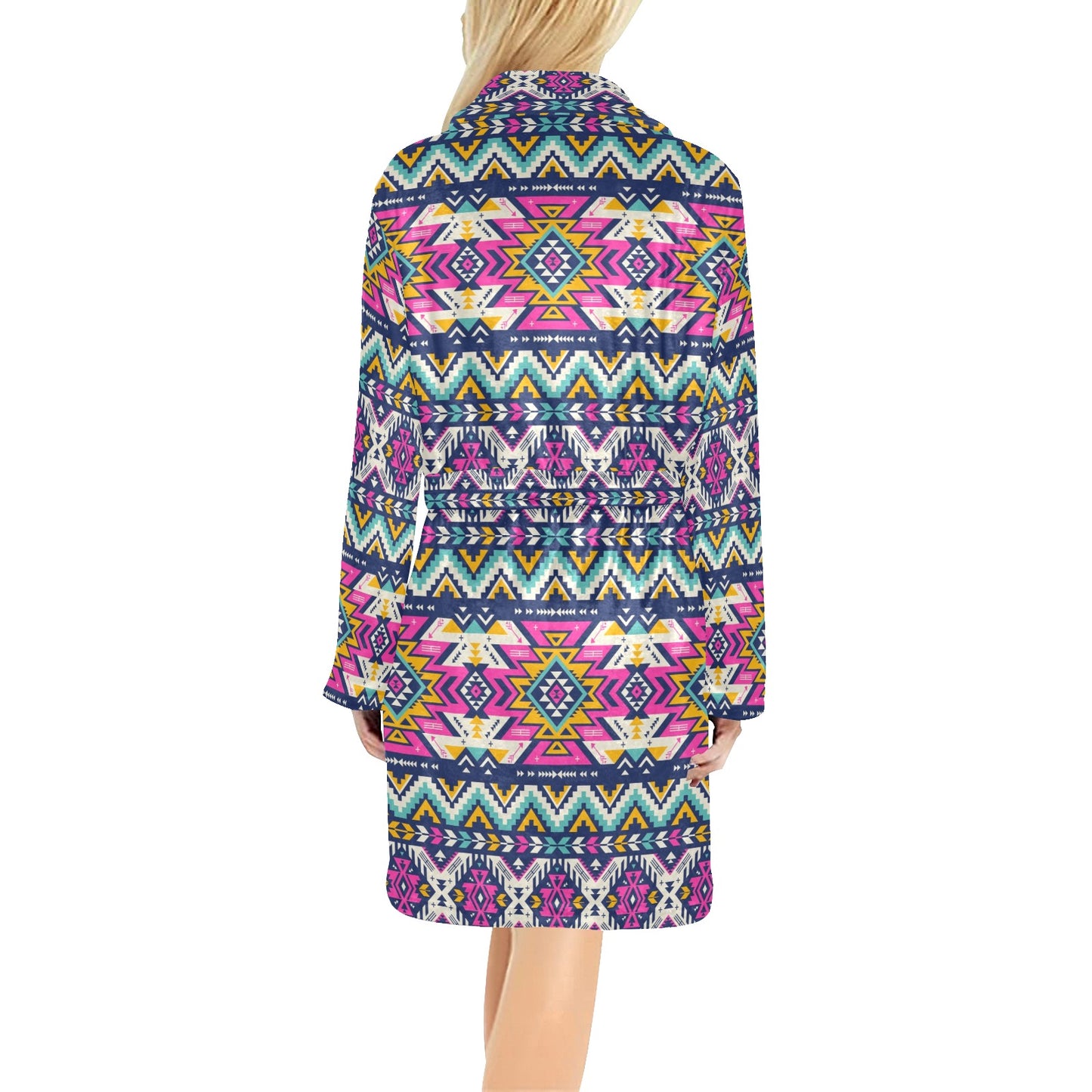 Aztec Pink Geometric Print Pattern Women's Fleece Robe