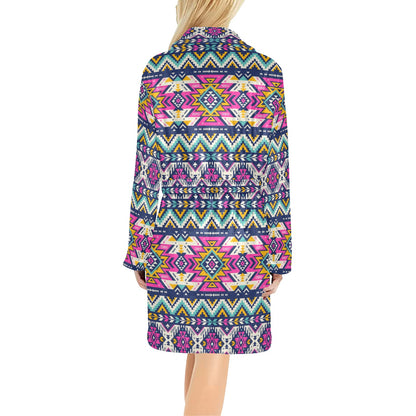 Aztec Pink Geometric Print Pattern Women's Fleece Robe