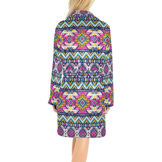 Aztec Pink Geometric Print Pattern Women's Fleece Robe