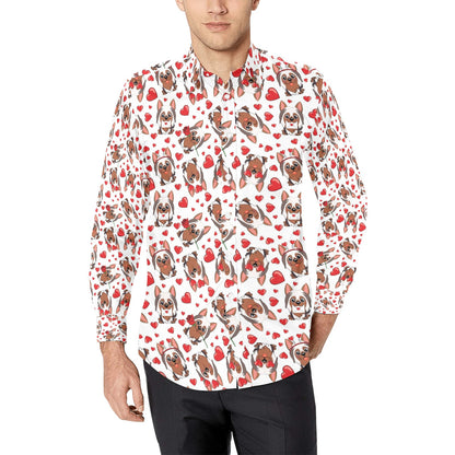 Silky Terriers Heart Print Design LKS302 Men's Long Sleeve Dress Shirt