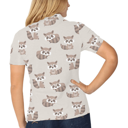 Raccoon Pattern Print Design A05 Women's Polo Shirt