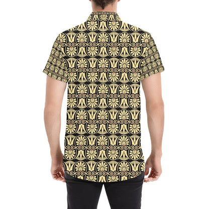 Ancient Greek Print Design LKS3014 Men Short Sleeve Button Up Shirt