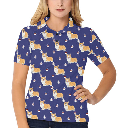 Pembroke Welsh Corgis Pattern Print Design A07 Women's Polo Shirt