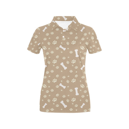 Dog Bone Paw Pattern Print Design 01 Women's Polo Shirt