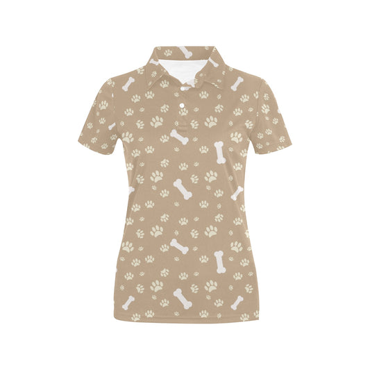 Dog Bone Paw Pattern Print Design 01 Women's Polo Shirt