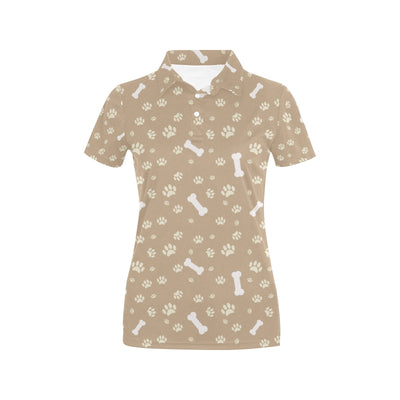 Dog Bone Paw Pattern Print Design 01 Women's Polo Shirt