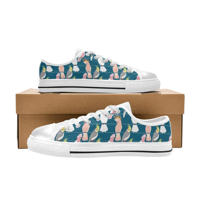 Cockatoo Print Design LKS401 Women's White Low Top Shoes
