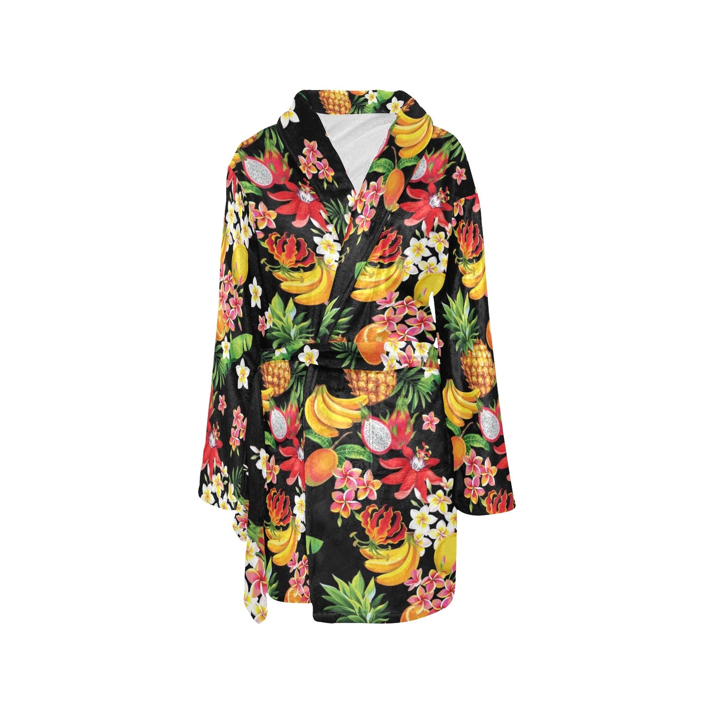 Tropical Fruits Pattern Print Design TF02 Women's Fleece Robe