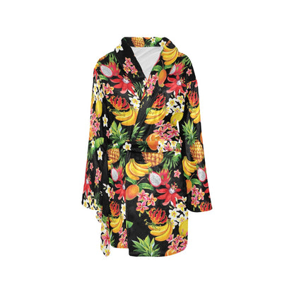 Tropical Fruits Pattern Print Design TF02 Women's Fleece Robe