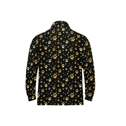 Paw Gold Print Long Sleeve Polo Shirt For Men's