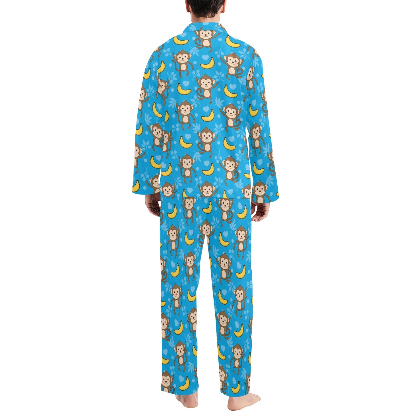 Monkey Pattern Print Design 05 Men's Long Pajama Set