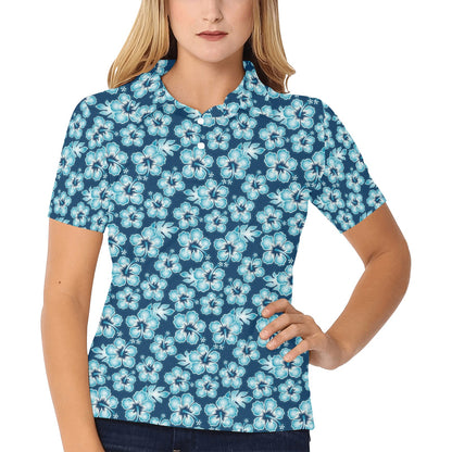 Hibiscus Flower Hawaiian Themed Women's Polo Shirt