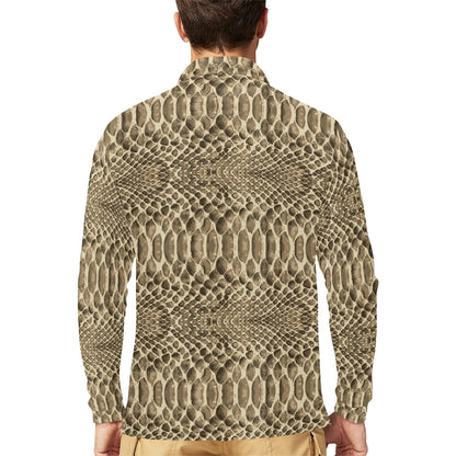 Python Pattern Print Design A02 Long Sleeve Polo Shirt For Men's