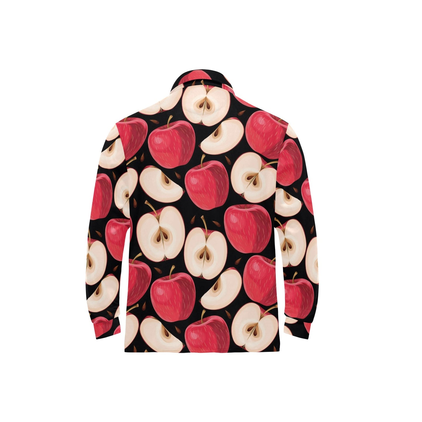 Apple Pattern Print Design AP02 Long Sleeve Polo Shirt For Men's