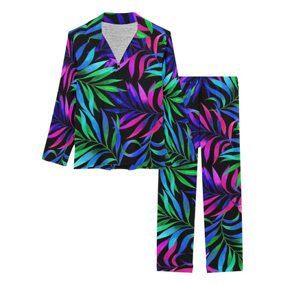 Tropical Flower Pattern Print Design TF010 Women's Long Pajama Set